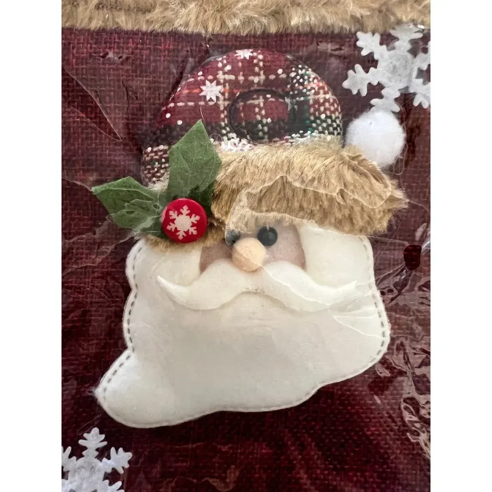 Set of 3 Christmas Bottle Gift Bags Santa Snowman Reindeer Rustic Holiday